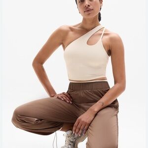 Athleta Cream One-Shoulder Tank Top